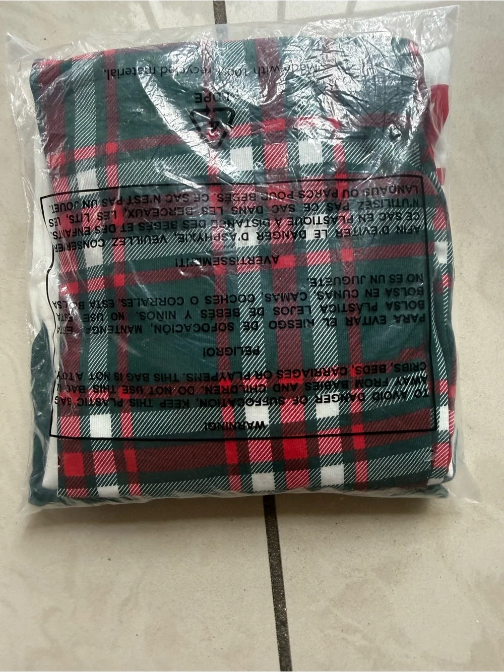 The Children's Place Green & White 'We Are Family' Plaid Holiday Pajama Set